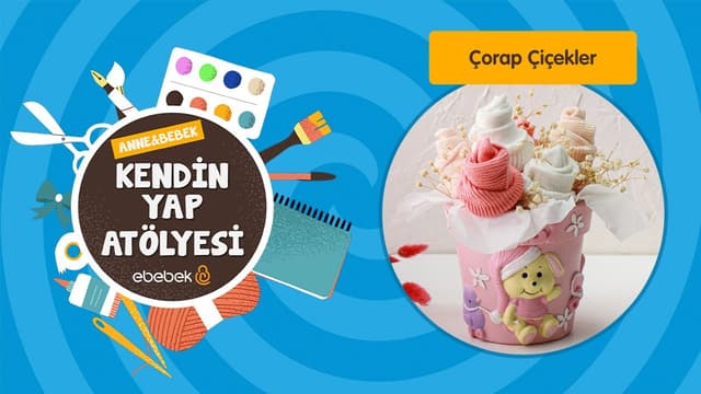 Çorap Çiçekler | Anne Bebek Kendin Yap Atölyesi image
